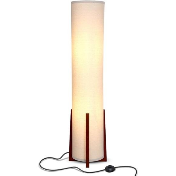 LED Floor lamp,48Inches Tall Lamp with Wood Frame, Asian Design Lamp for Bedroom - Picture 7 of 7